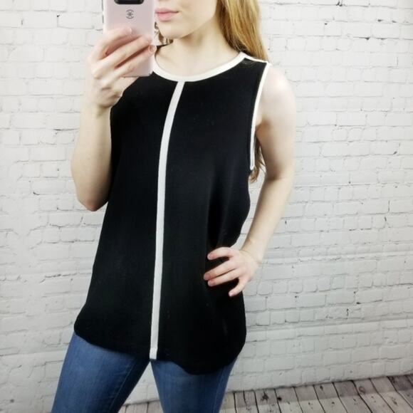 Madewell XS Crepe Canal Tank Black White - Picture 5 of 8